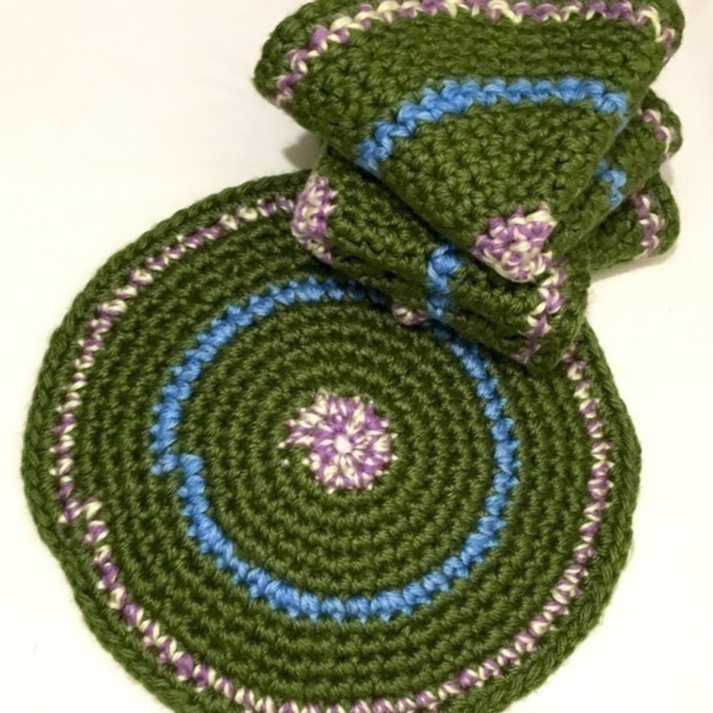 4pcs set hand crochet placements set